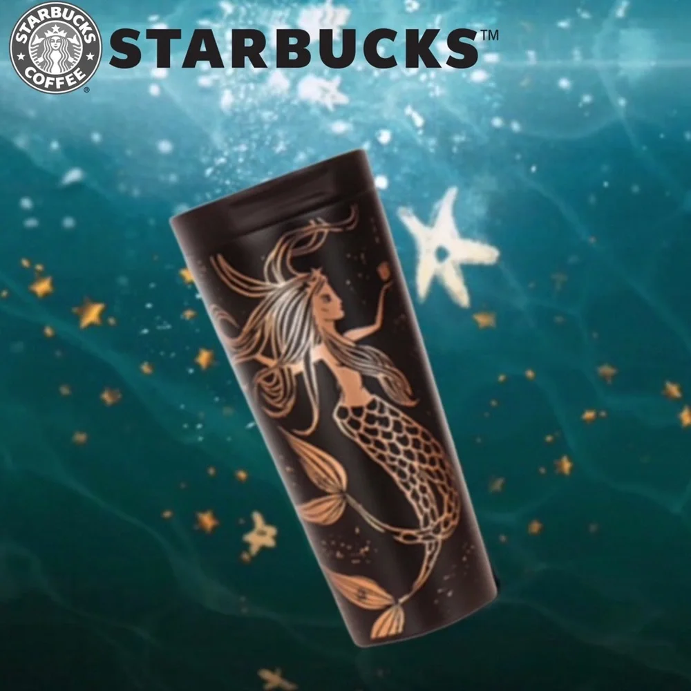 Starbucks Stainless Steel Matte Black Gold Siren
